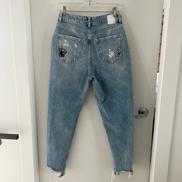 Upcycled ✨ Zara | High Rise Distressed Boyfriend Jeans w/ Patches | 6 - Picture 3 of 7